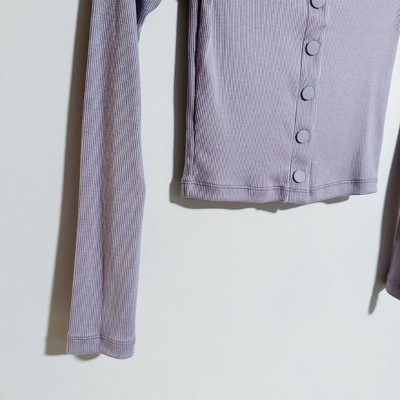 Outdoor Voices - Lilac CozyRib Cropped Button Down Cardigan - Picture 4 of 5